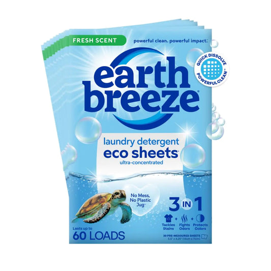 Earth Breeze Laundry Detergent Sheets - 360 Sheets (12 Pack/30 Each) - 720 Loads
