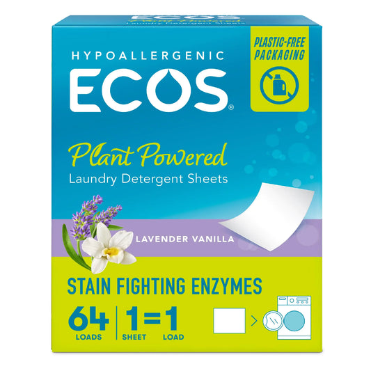 ECOS Lavender Laundry Detergent Sheets - 64 Sheets (Pack of 1)