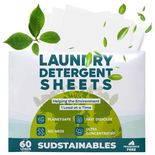 Laundry Detergent Sheets (60 Loads) - Eco Friendly Laundry Soap (Unscented)